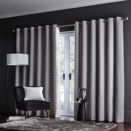 Lucca Silver Eyelet Curtains and Cushion by Studio g